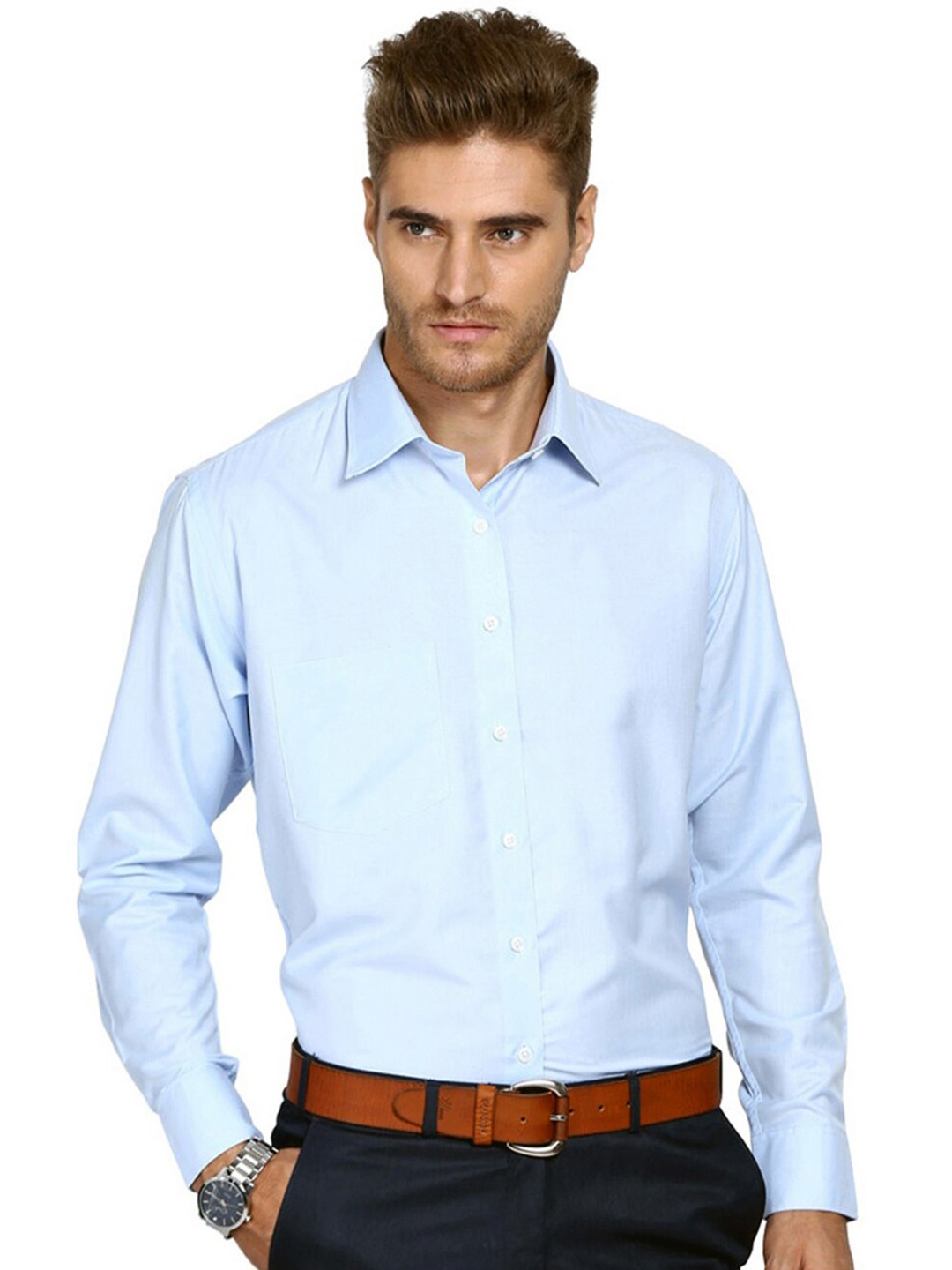

Shaftesbury London Classic Slim Fit Cotton Formal Shirt, Blue