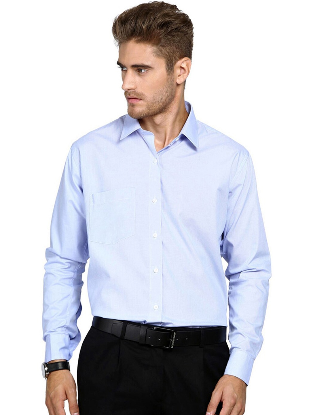 

Shaftesbury London Men Blue Classic Slim Fit Sheer Formal Shirt