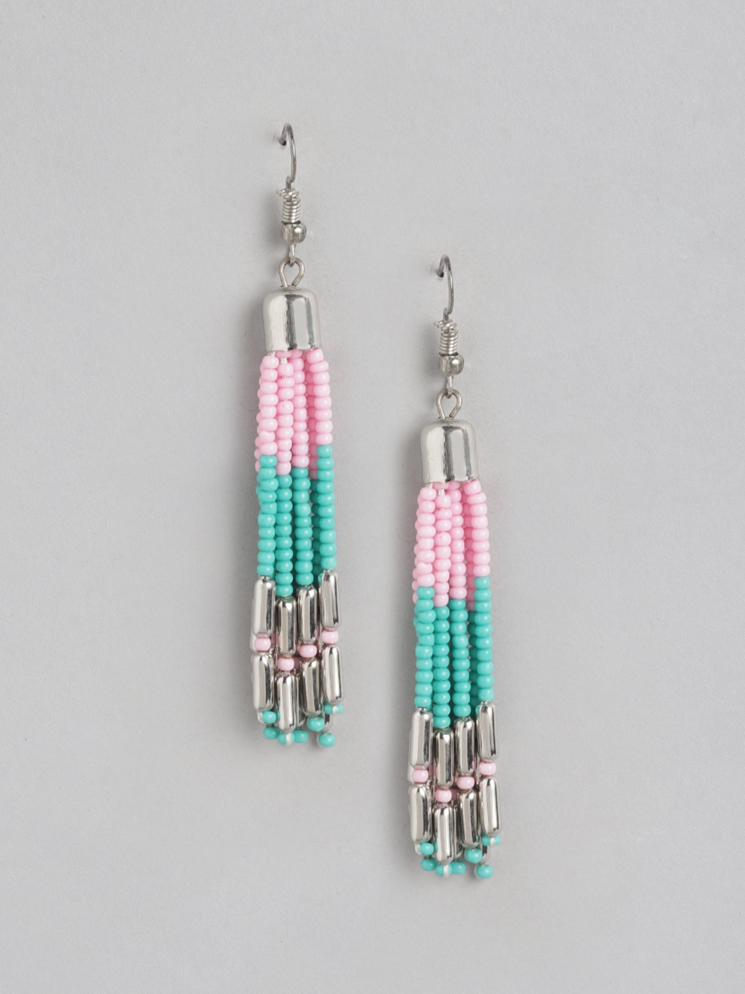 

RICHEERA Silver-Plated Beaded Drop Earrings, Pink