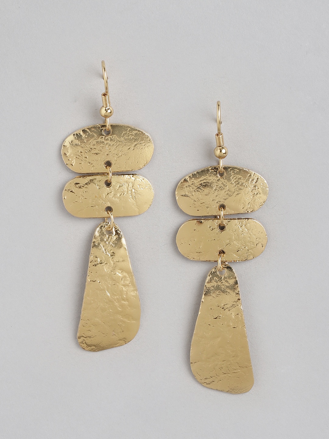 

RICHEERA Gold-Plated Contemporary Drop Earrings