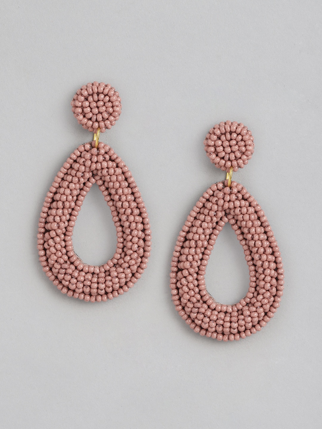 

RICHEERA Gold-Plated Teardrop Shaped Drop Earrings, Pink