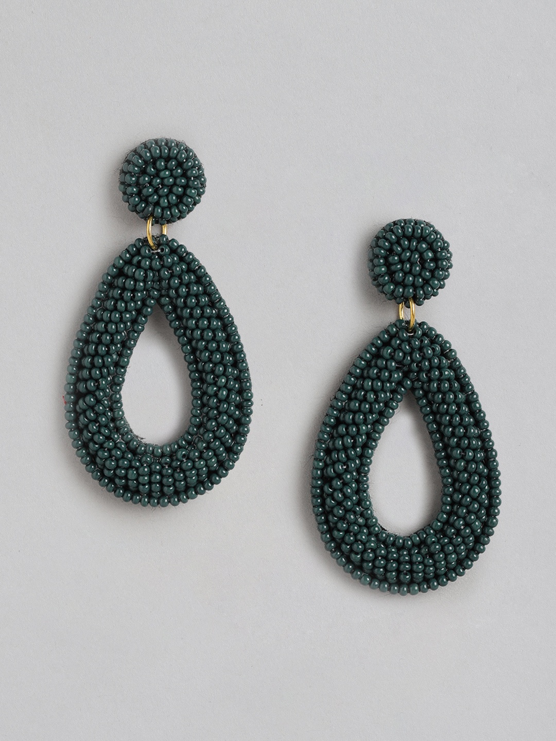 

RICHEERA Gold-Plated Teardrop Shaped Drop Earrings, Teal