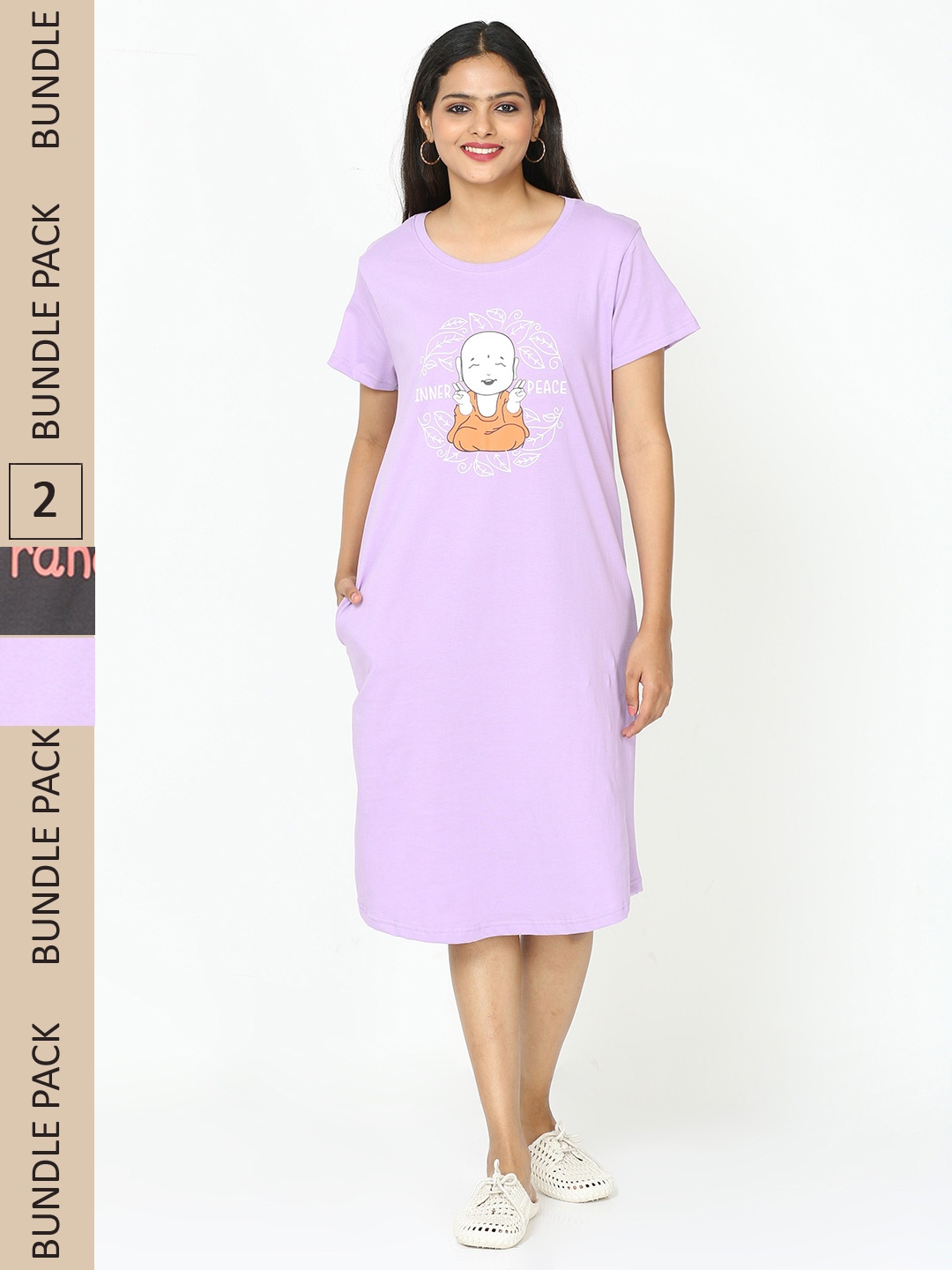 

9shines Label Grey Printed Nightdress