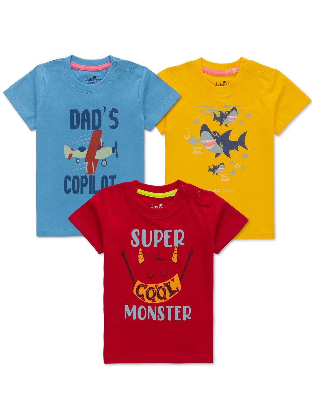 

JusCubs Infant Boys Pack Of 3 Printed Cotton T-shirts, Red