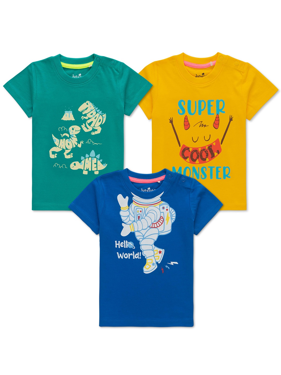 

JusCubs Infant Boys Pack Of 3 Printed Cotton T-shirts, Blue