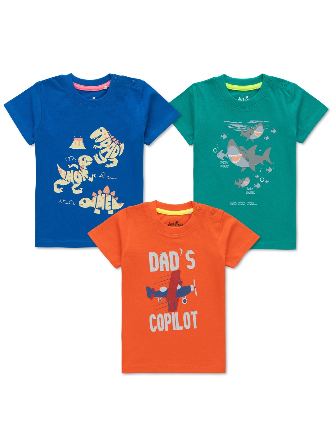 

JusCubs Infant Boys Pack Of 3 Printed Cotton T-shirts, Orange