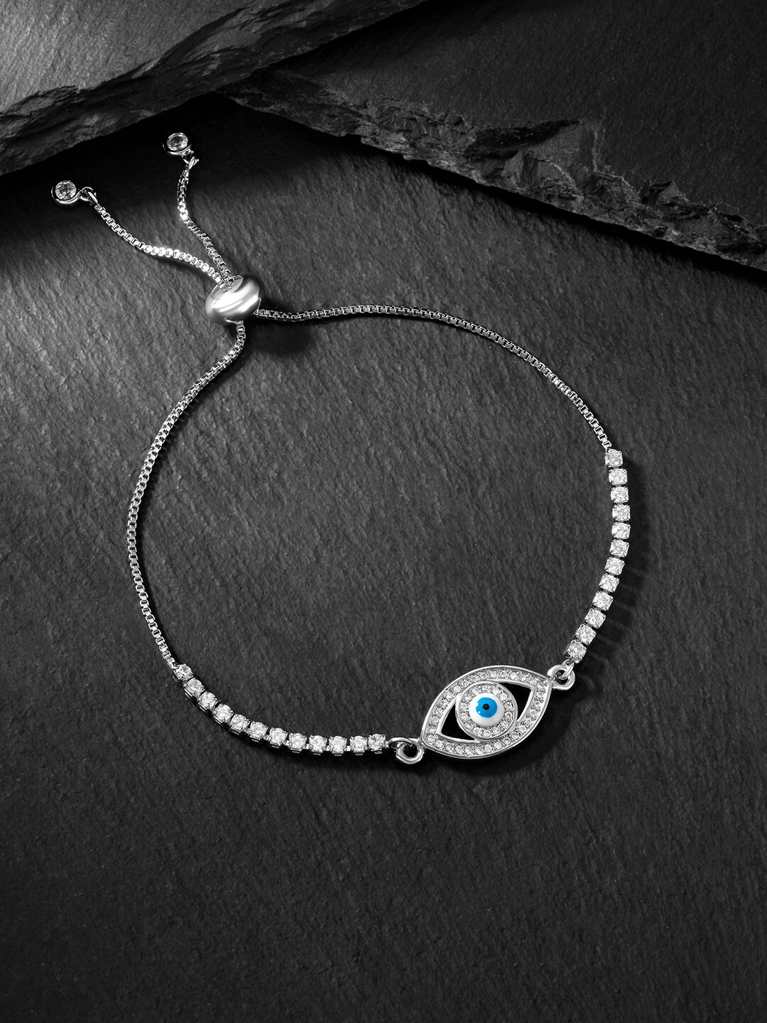 

Peora Cubic Zirconia Silver-Plated Charm Bracelet