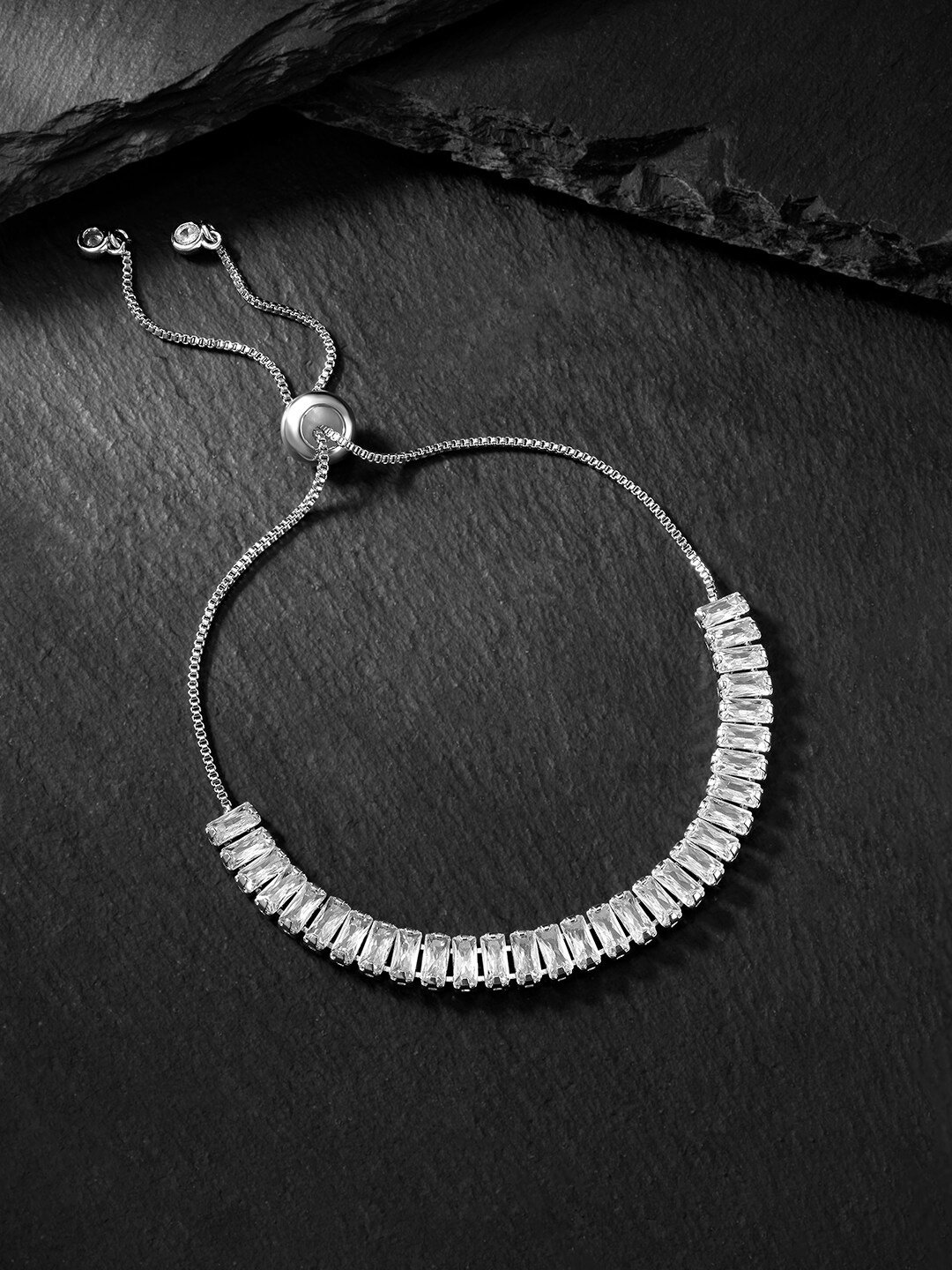 

Peora Cubic Zirconia Silver-Plated Charm Bracelet