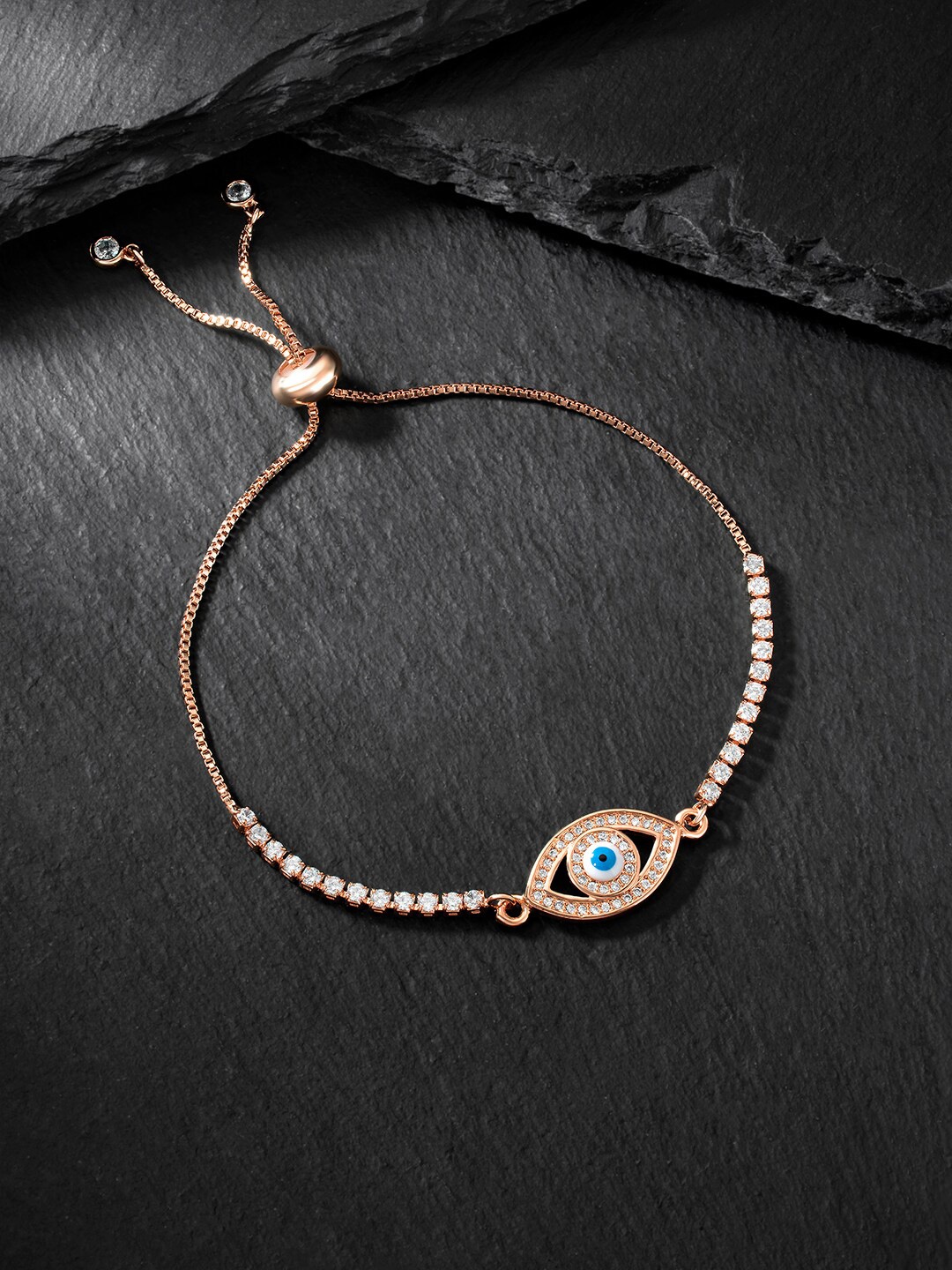 

Peora Women Cubic Zirconia Rose Gold-Plated Charm Bracelet