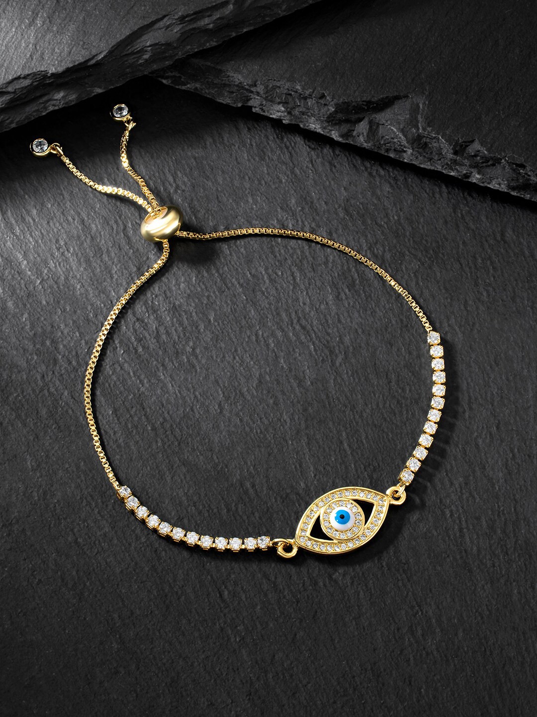 

Peora Women Cubic Zirconia Gold-Plated Charm Bracelet