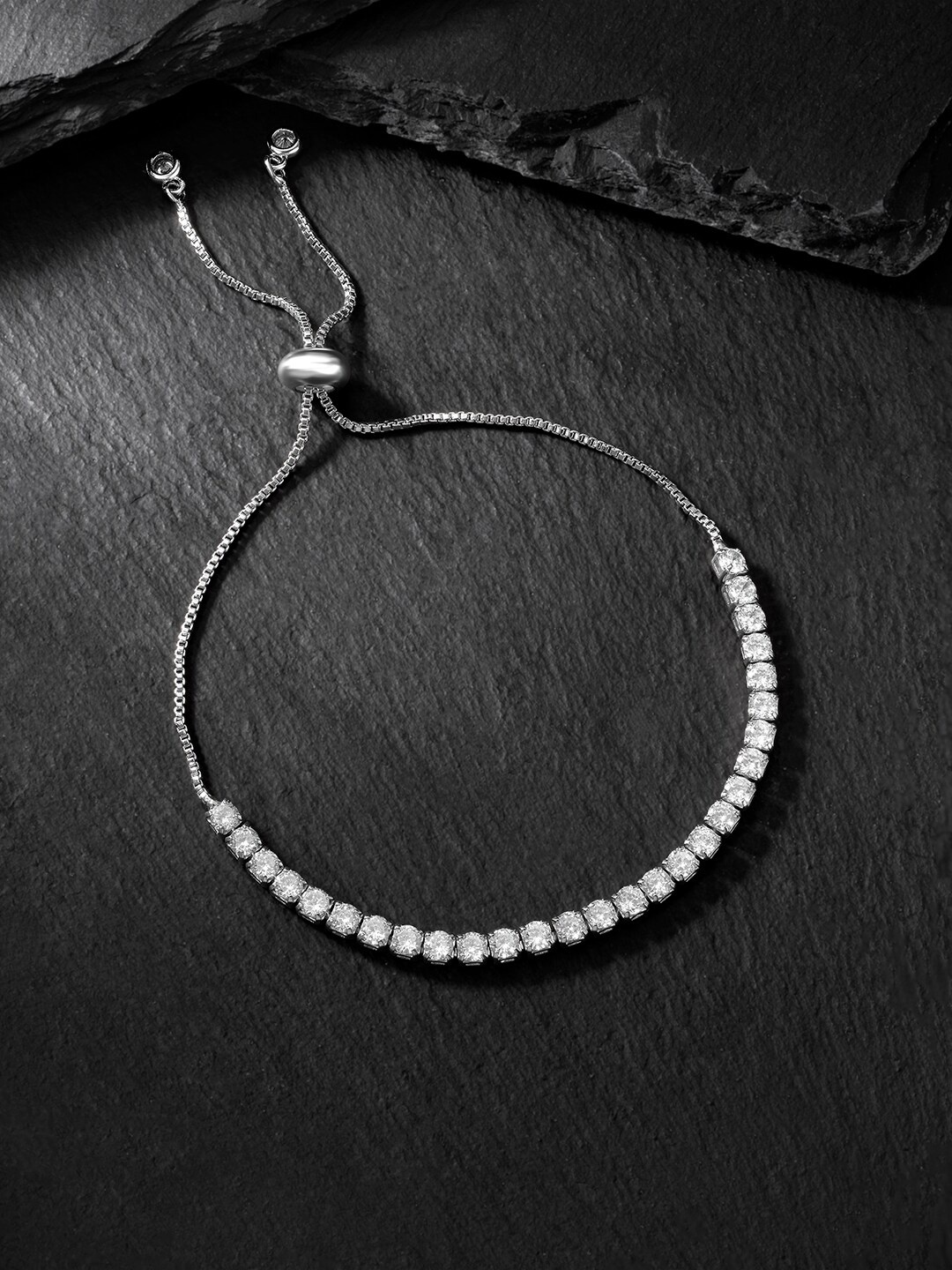 

Peora Women Cubic Zirconia Silver-Plated Charm Bracelet