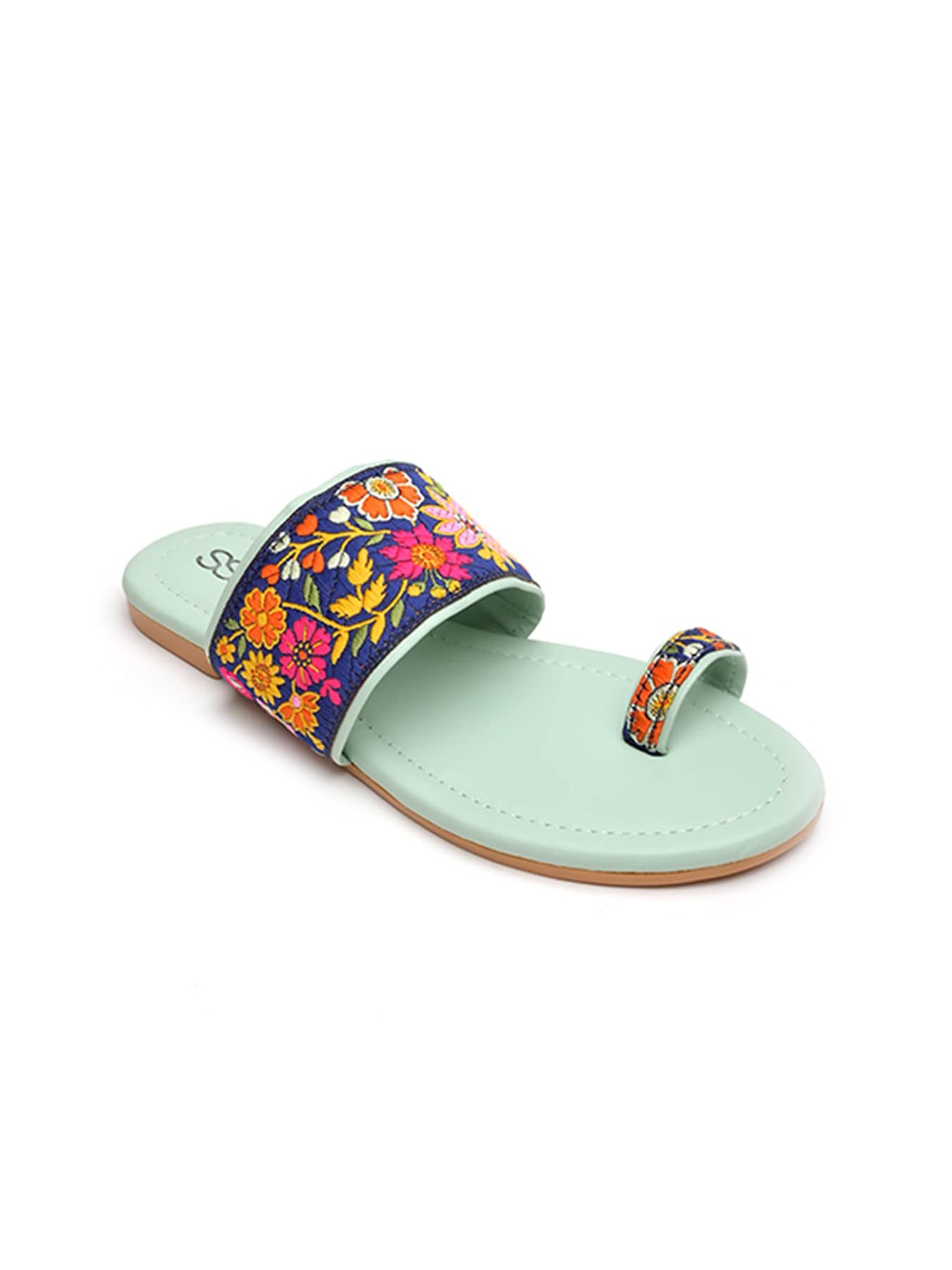 

Street Style Store Women Floral One Toe Flats, Green