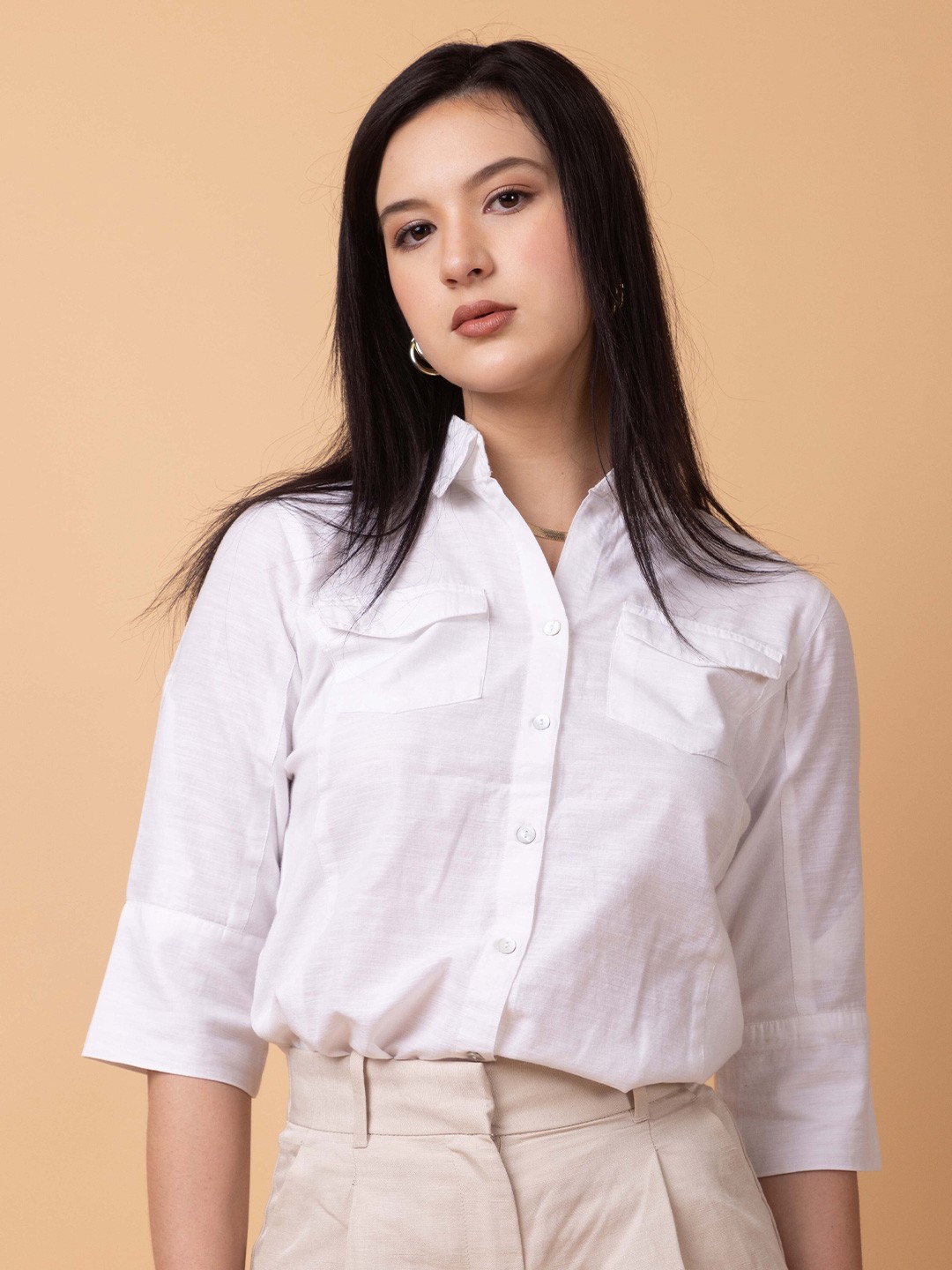 

ARMISTO Modern Tailored Fit Cotton Linen Casual Shirt, White
