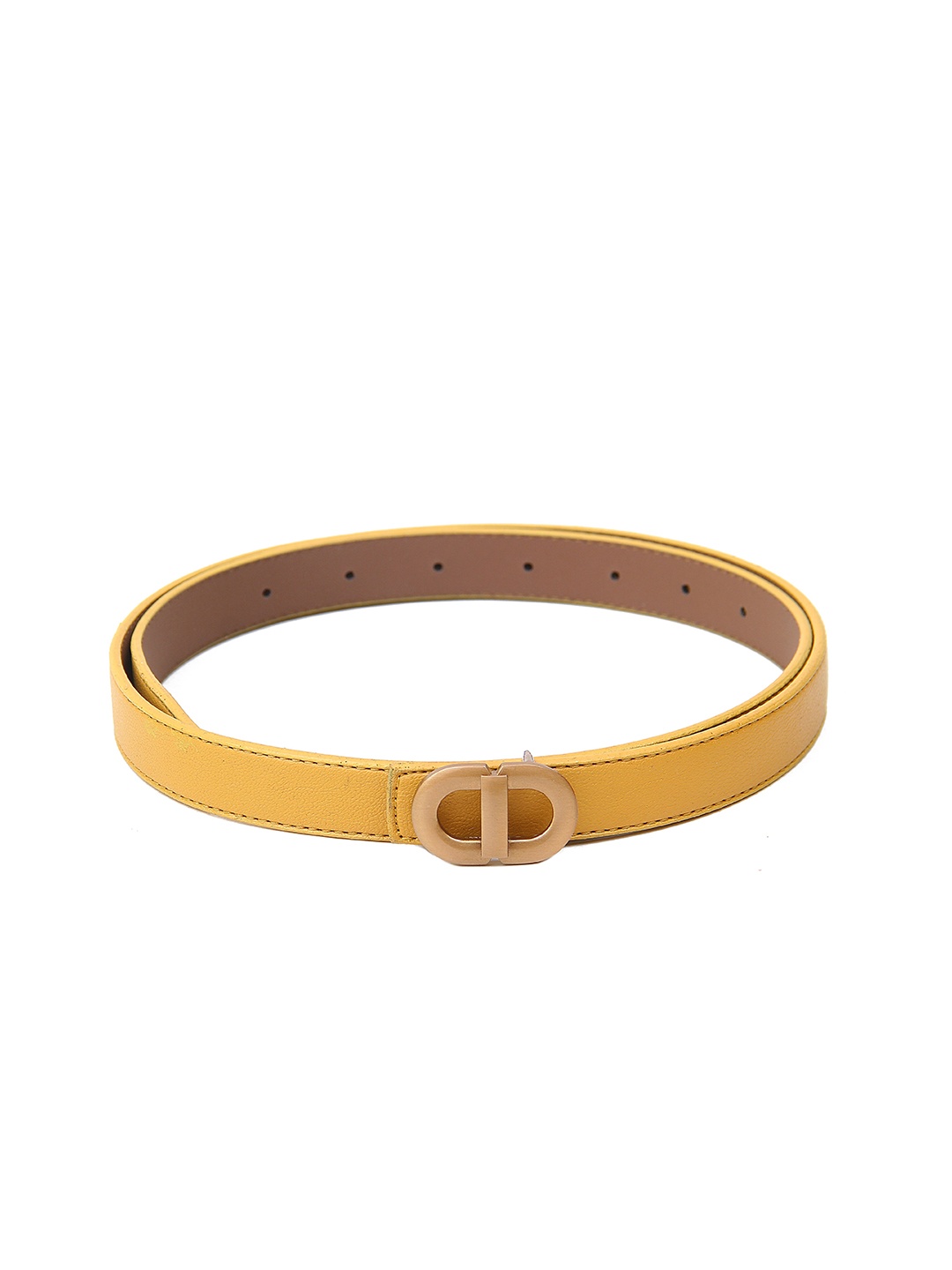 

Calvadoss Women Textured Slim Belt, Mustard