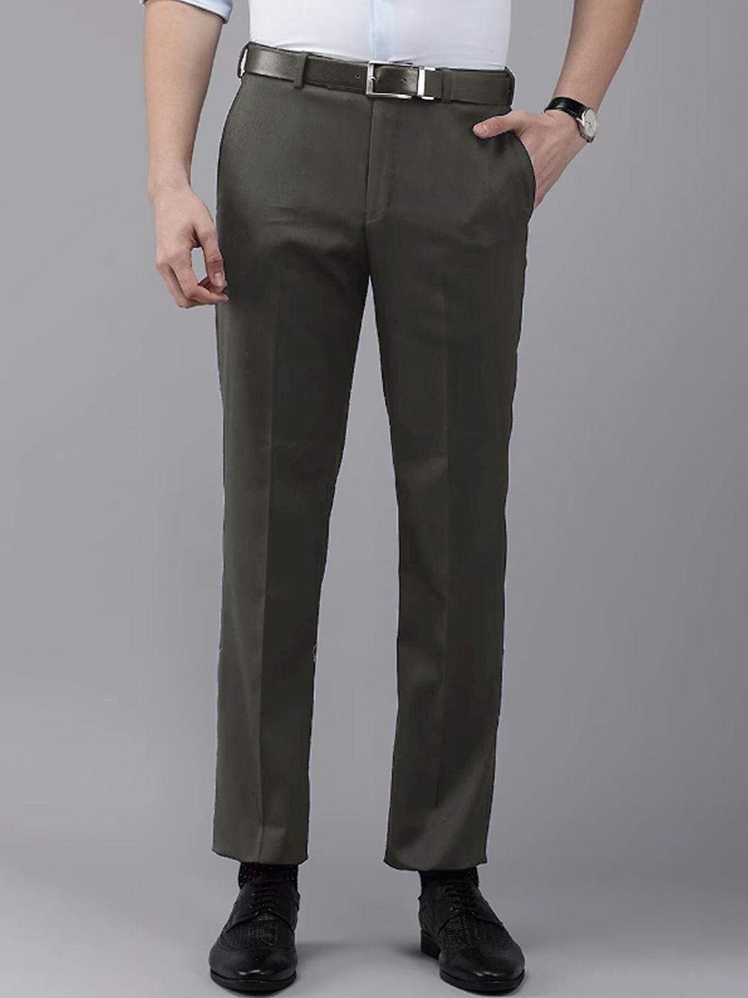 

AD & AV Men Mid Rise Easy Wash Trousers, Green