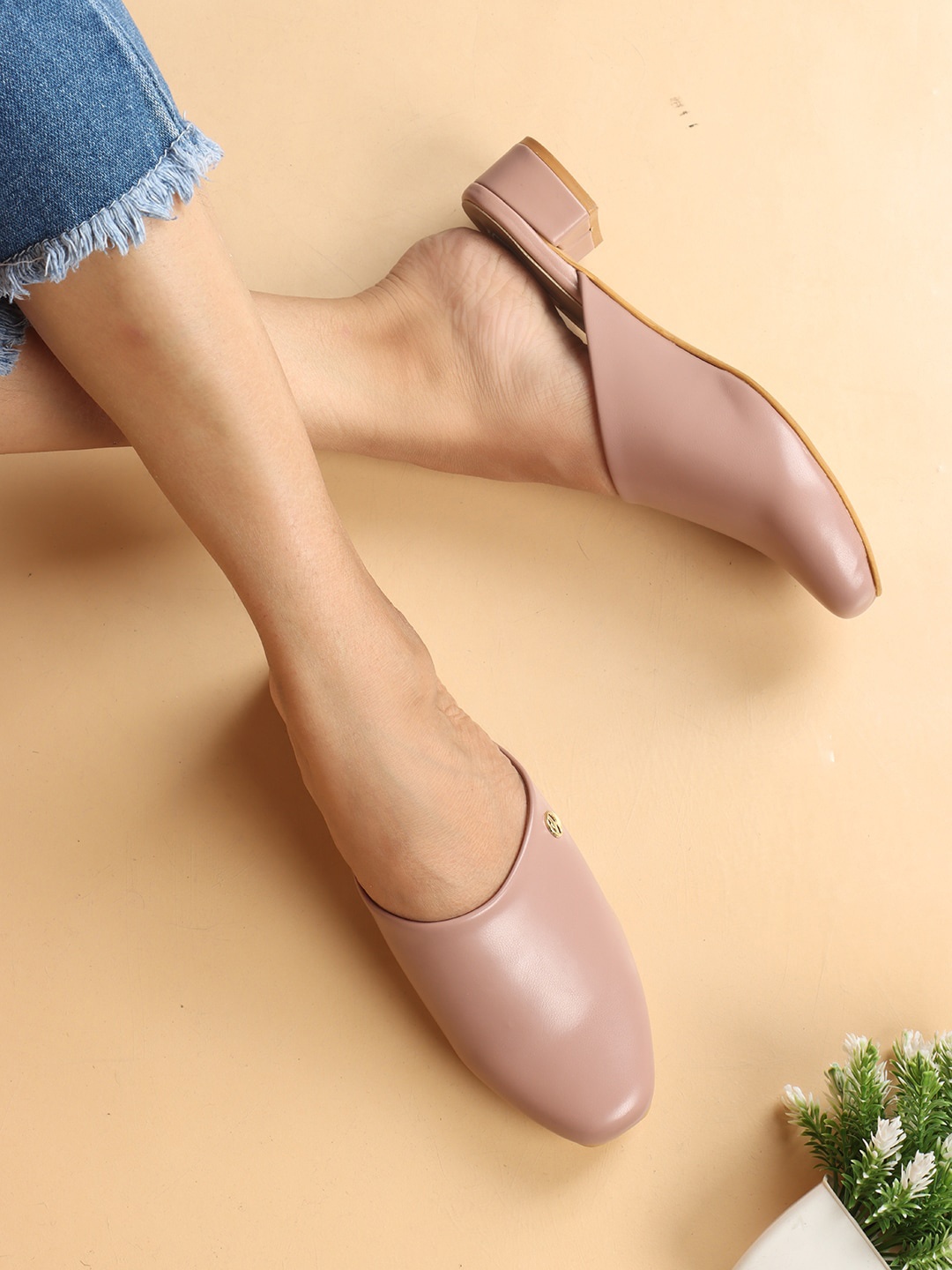 

ELLE Casual Block Mules, Peach