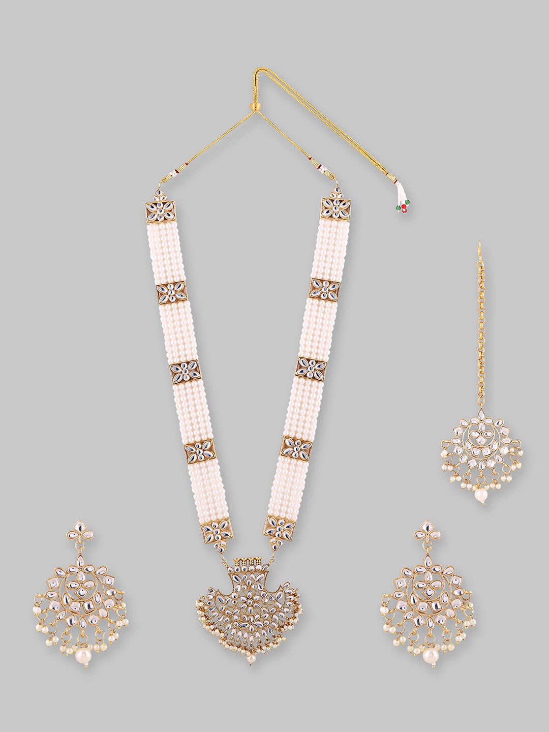 

Samridhi DC Gold-Plated Stone-Studded & Beaded Long Jewellery Set