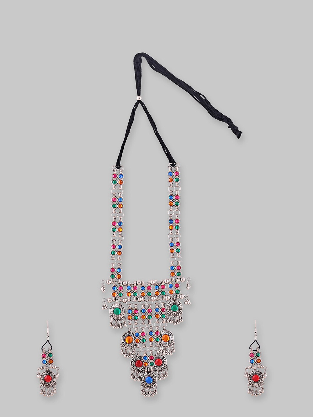

Samridhi DC Silver-Plated Kundan-Studded & Beaded Necklace & Earrings Set