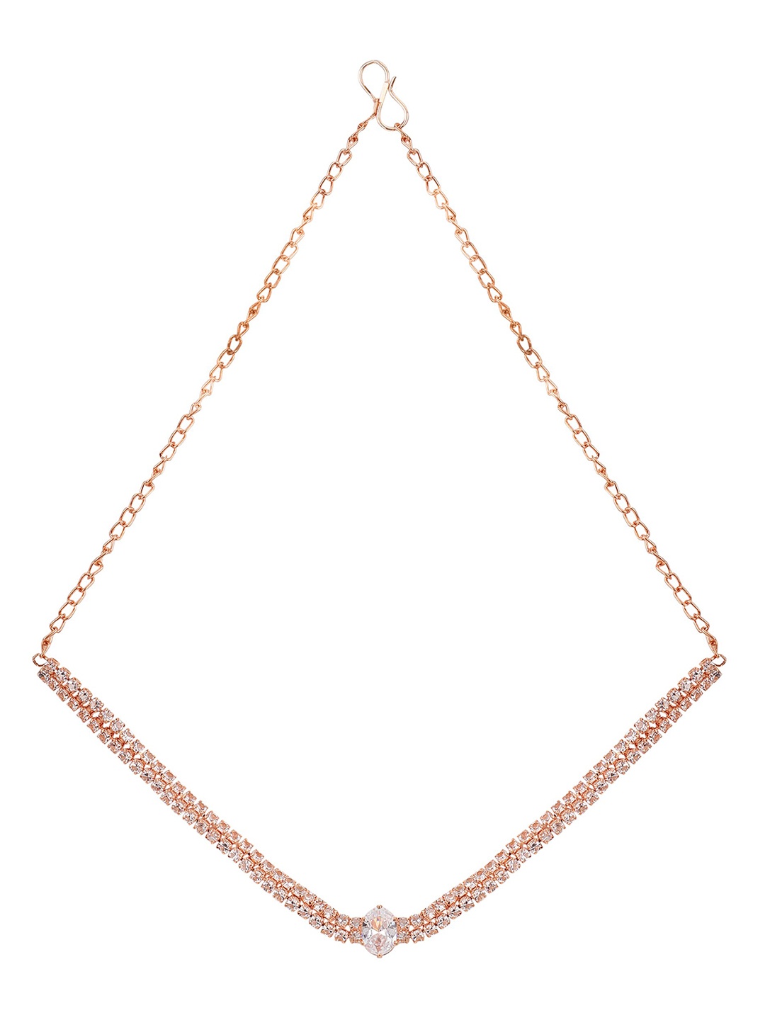 

Samridhi DC Rose Gold-Plated American Diamond-Studded Necklace & Earrings Set