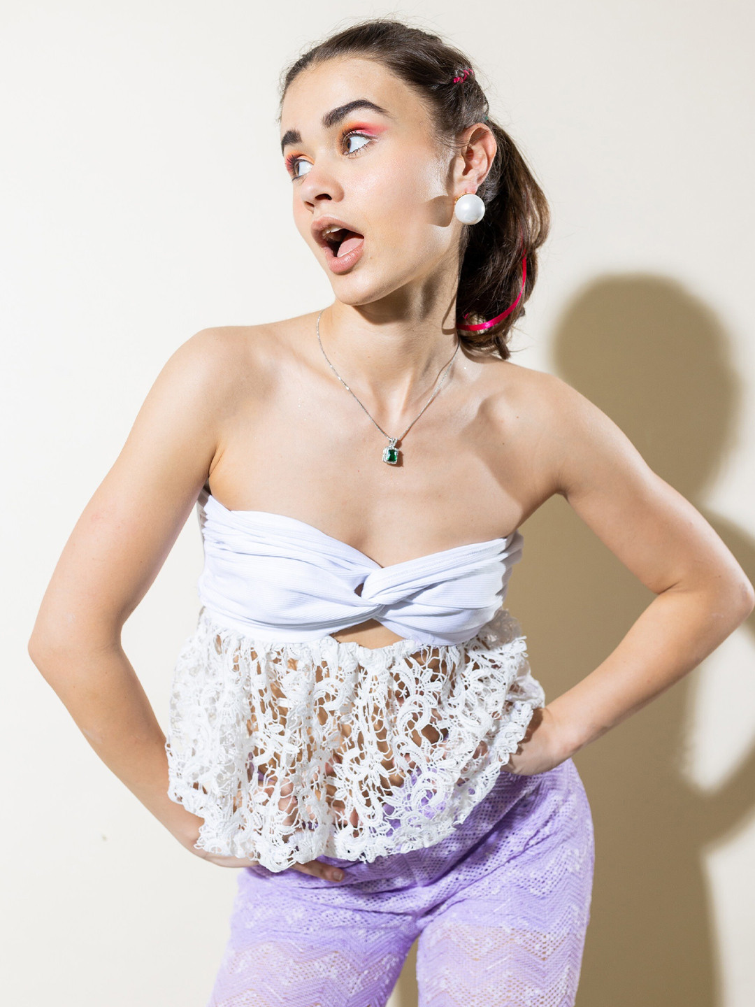 

Stylecast X Hersheinbox Lavender Floral Self Design Tube Top