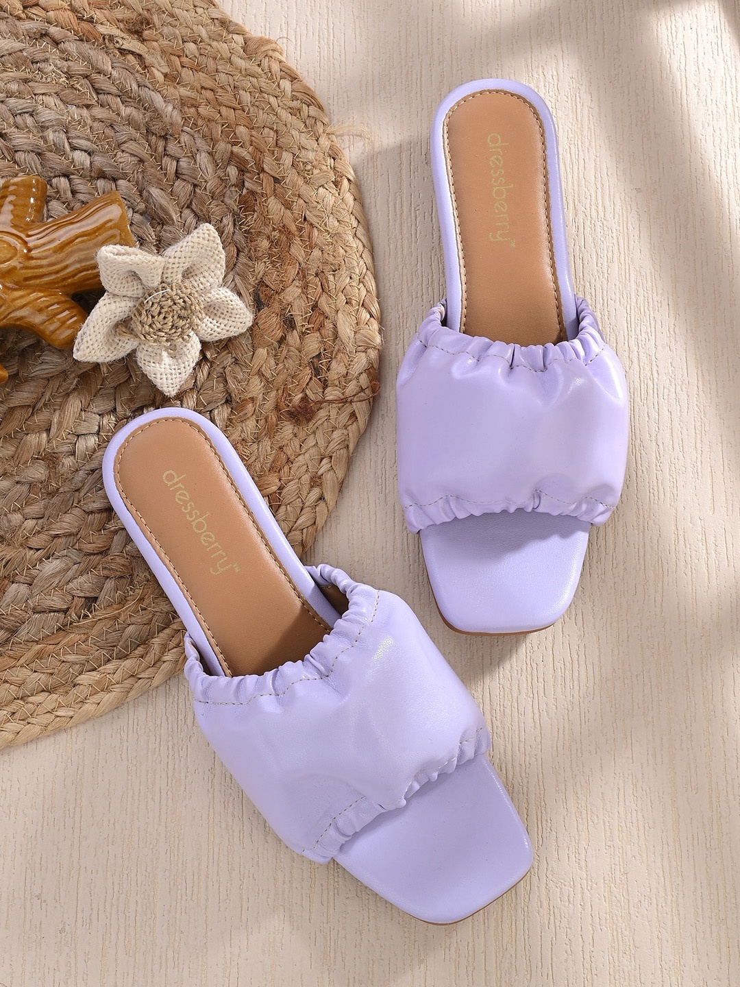 

DressBerry Women Synthetic Leather Open Toe Flats, Lavender