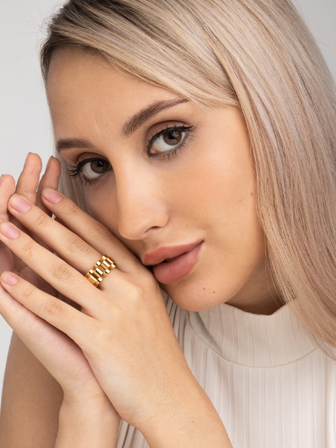 

PALMONAS 18K Gold Plated Rolex Style Finger Ring