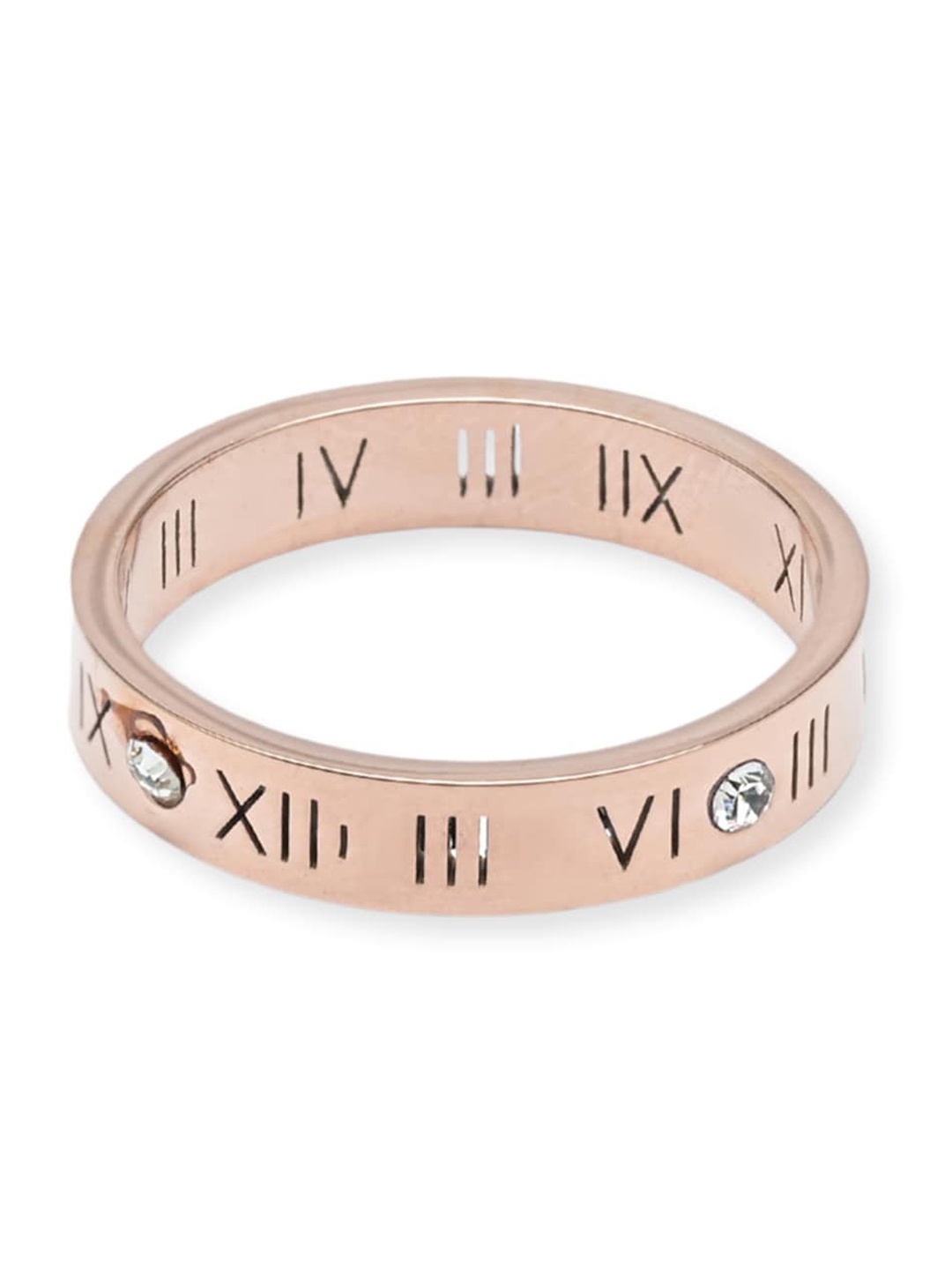 

PALMONAS 18KT Rose Gold-Plated Roman Numerals Finger Ring