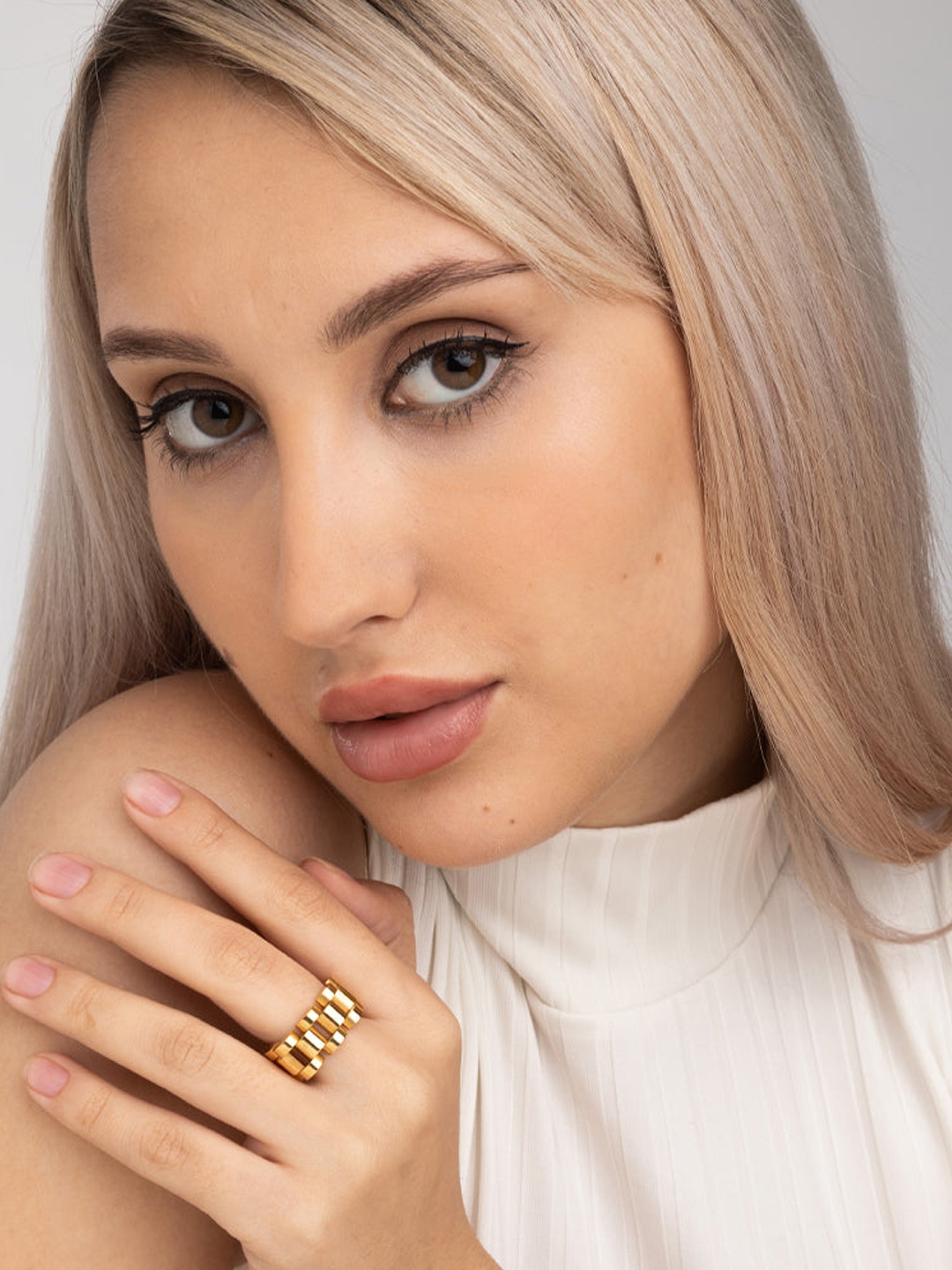 

PALMONAS 18KT Gold-Plated Rolex Style Finger Ring