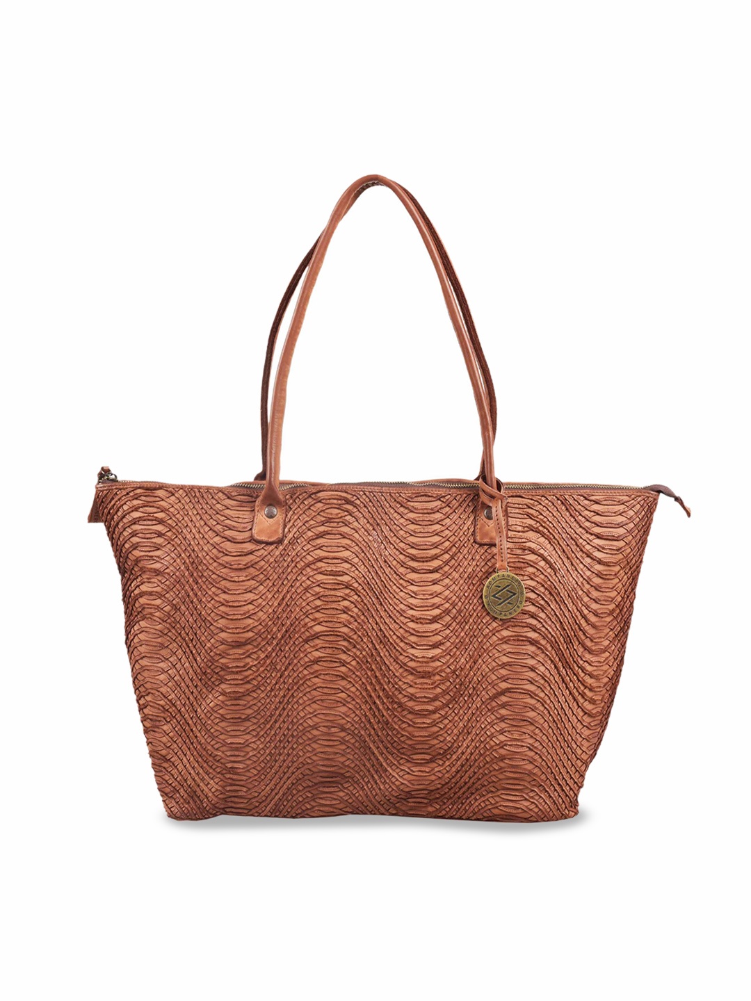 

KOMPANERO Textured Leather Shopper Shoulder Bag, Tan