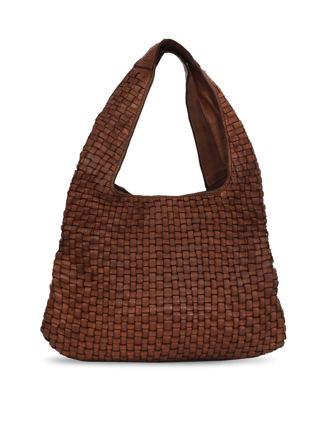 

KOMPANERO Textured Leather Shopper Hobo Bag, Tan