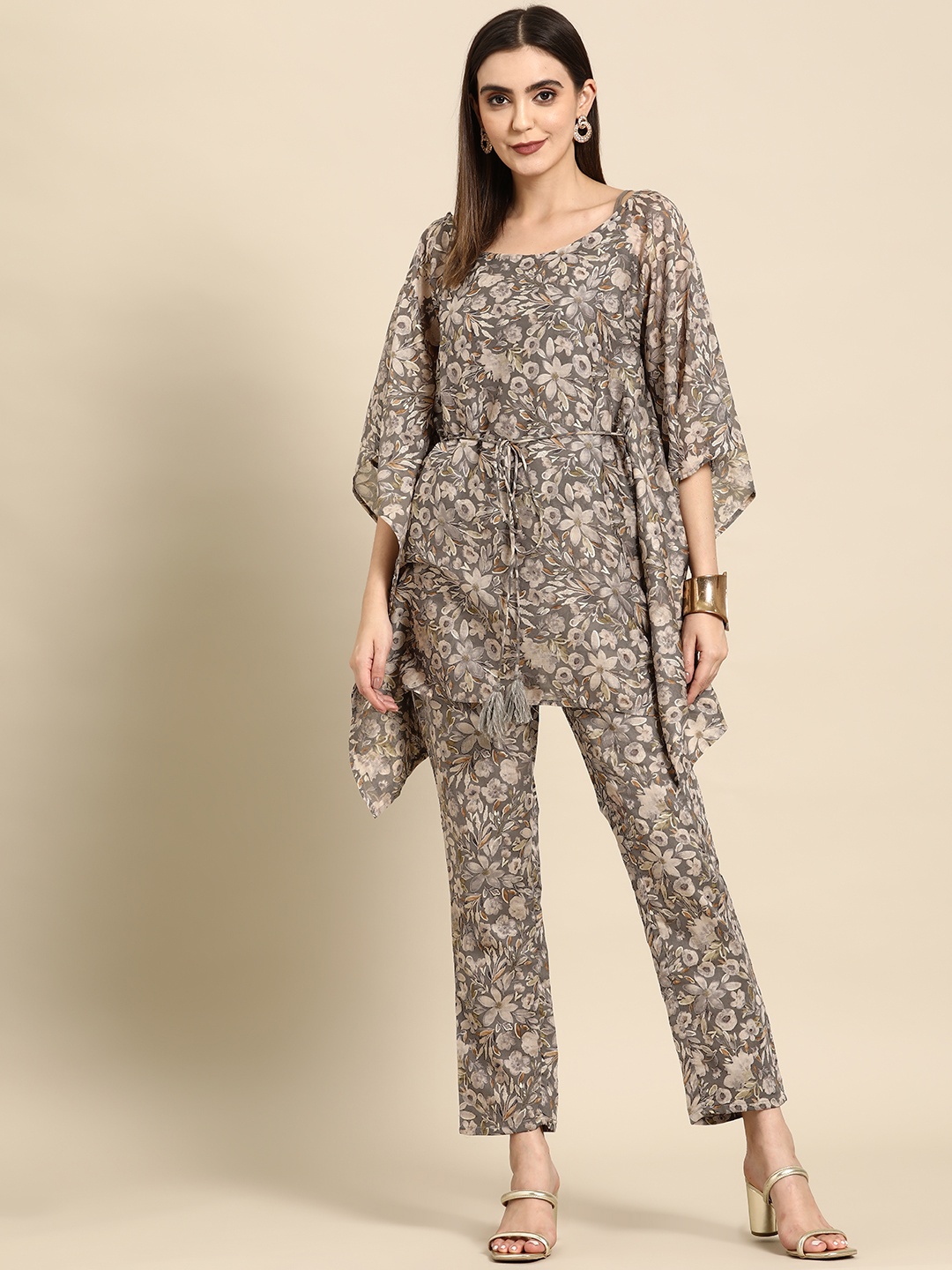 

Anouk Women Printed Cotton Top with Trousers, Olive