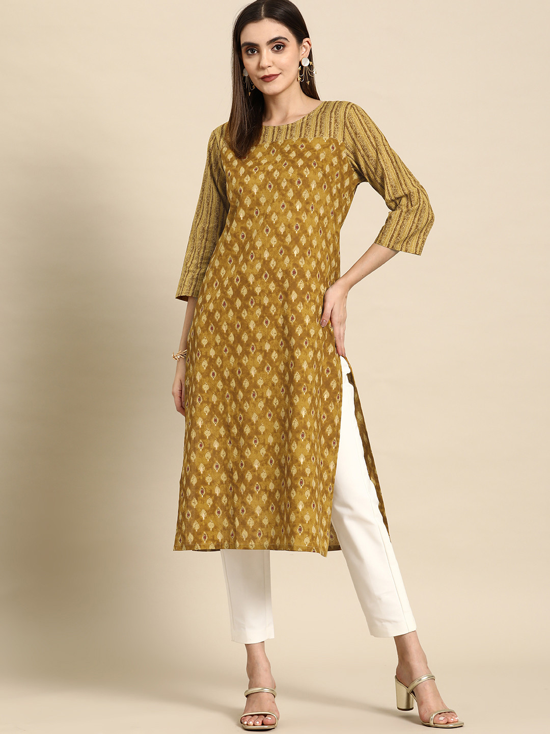 

Anouk Women Ethnic Motifs Printed Cotton Kurta, Mustard