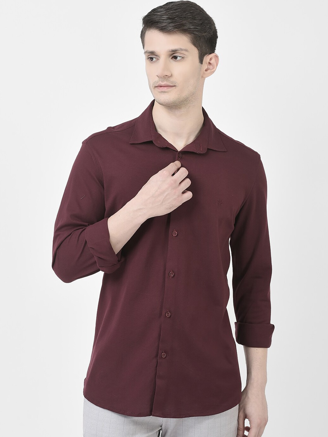 

Crimsoune Club Slim Fit Pure Cotton Casual Shirt, Maroon