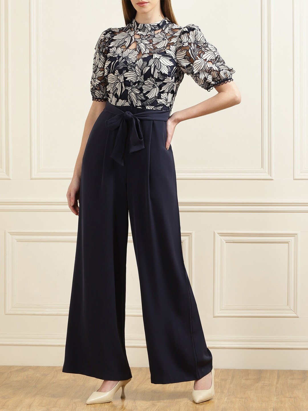 

Phase Eight Floral Self Design Jumpsuit, Navy blue