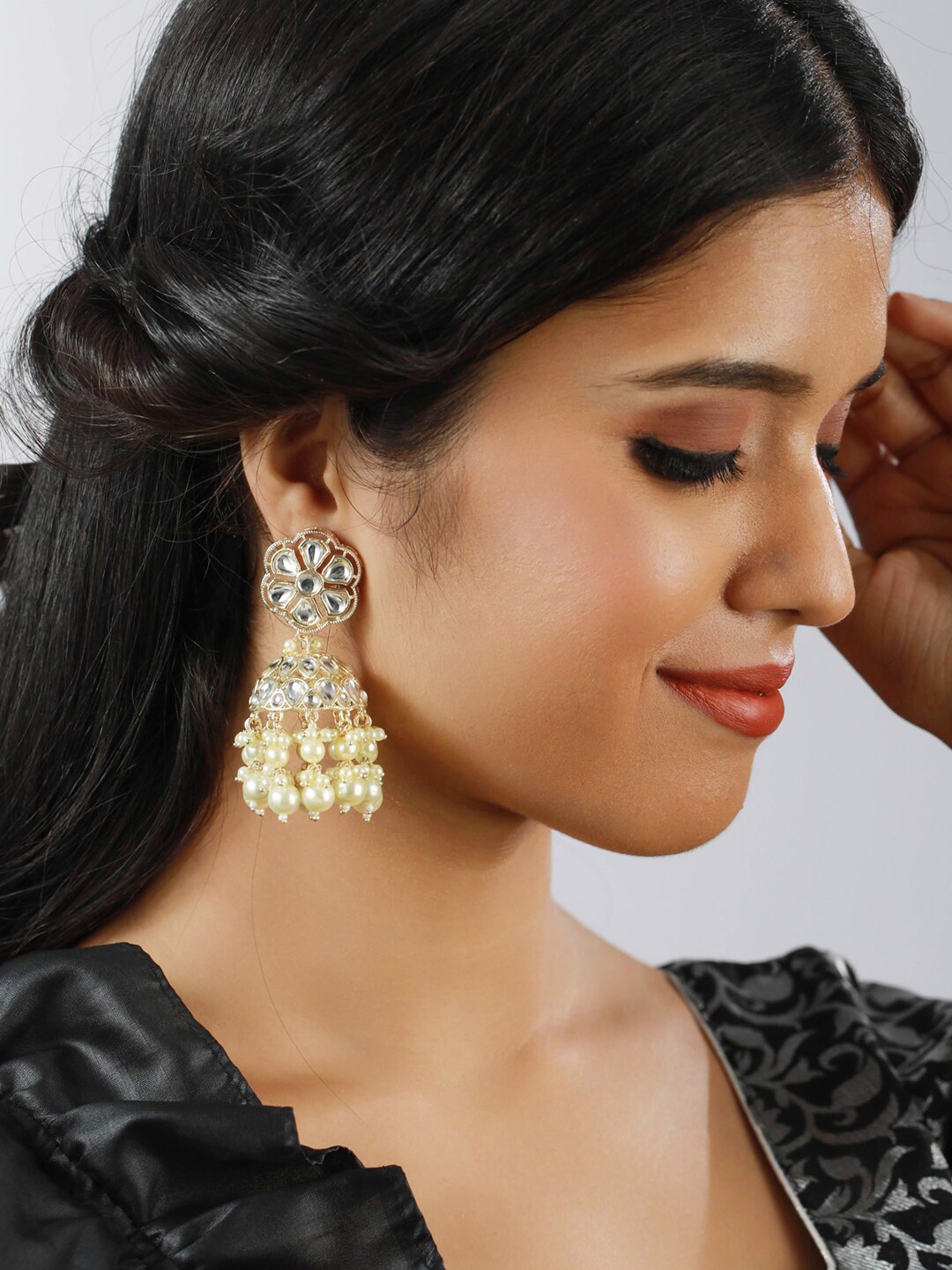 

Anouk Gold-Plated Contemporary Jhumkas Earrings, White