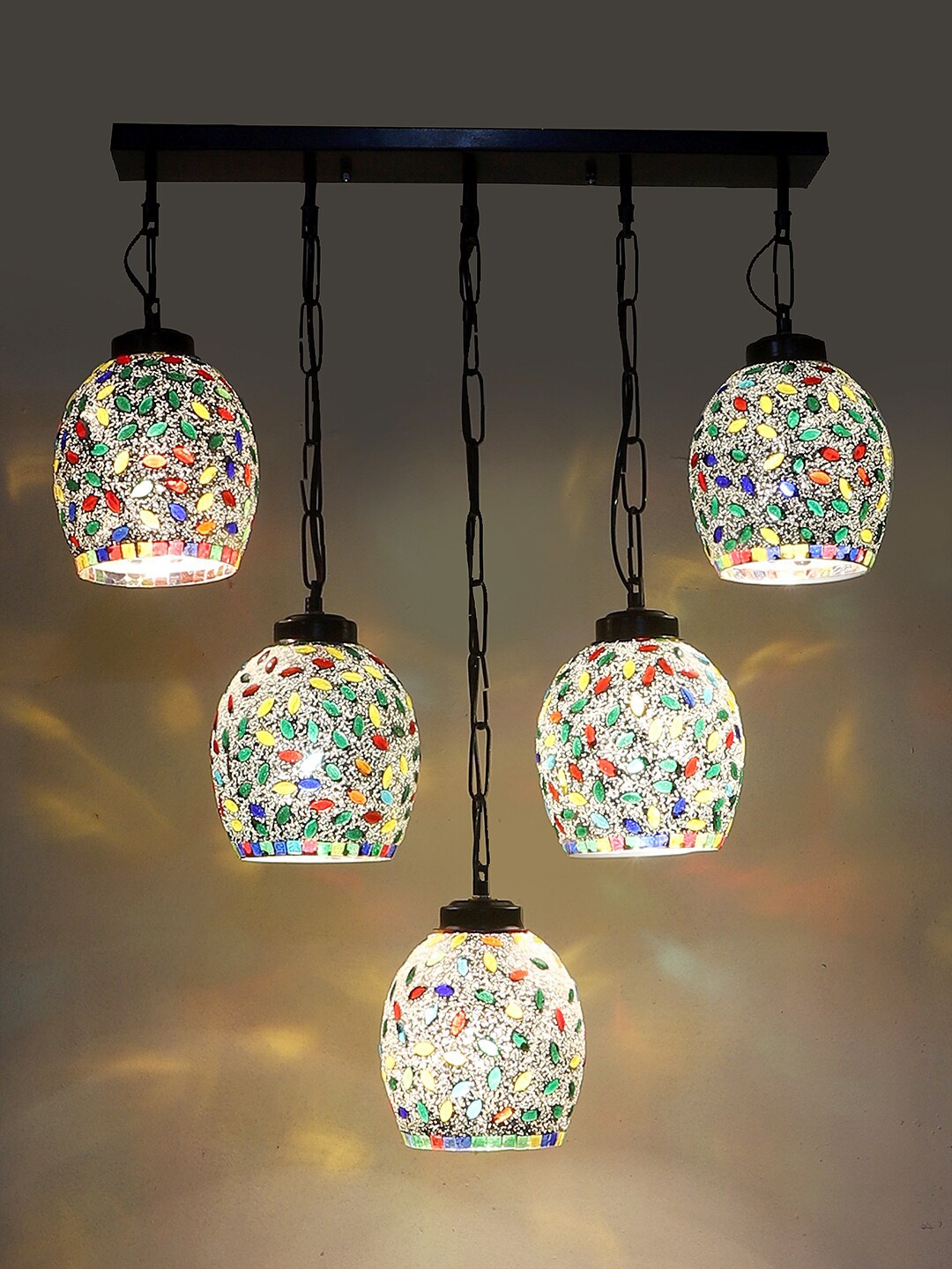 

Devansh White & Blue Mosaic Design Glass Shade Ceiling Lamps