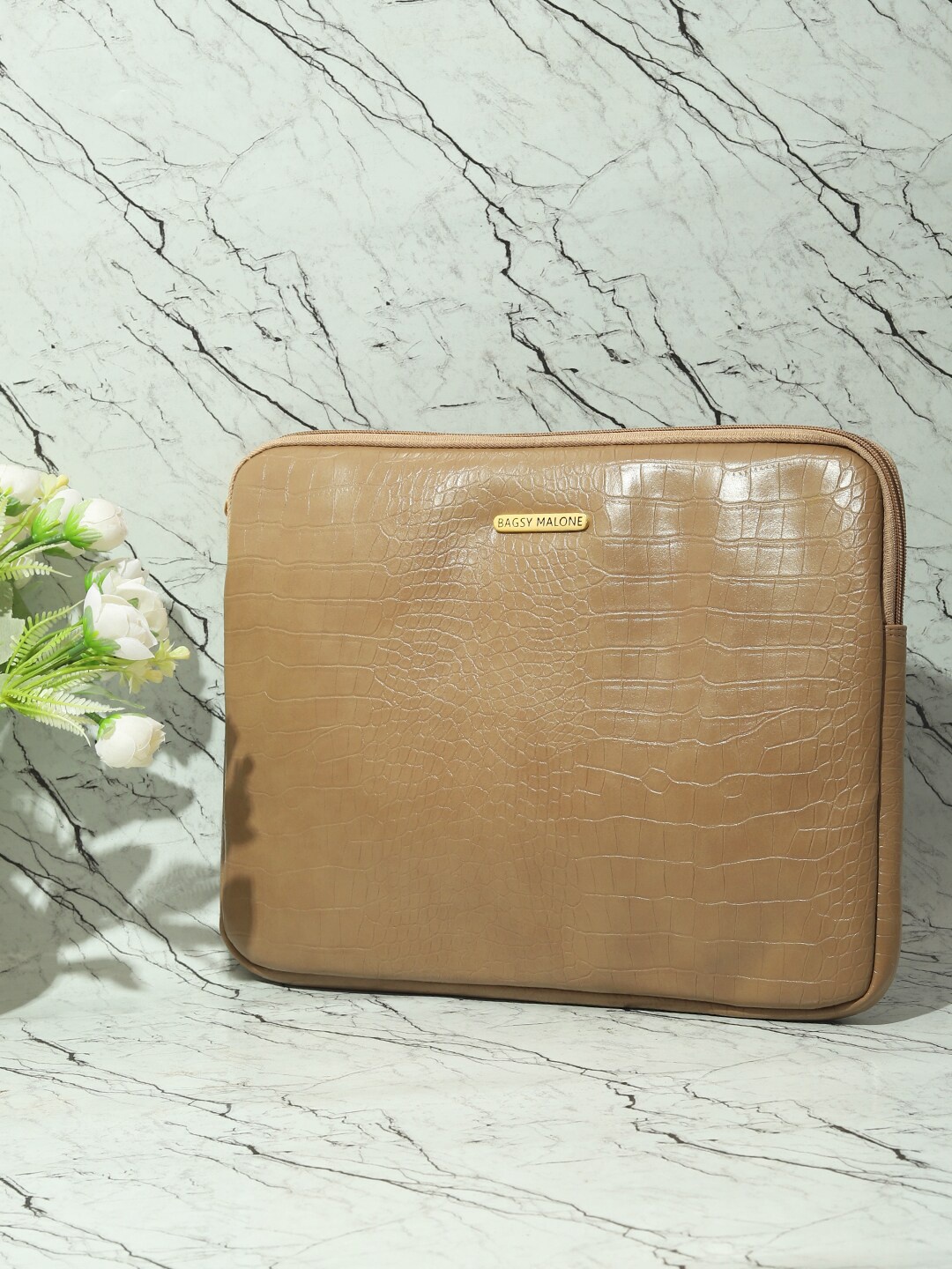 

Bagsy Malone Textured PU Laptop Sleeve, Camel brown
