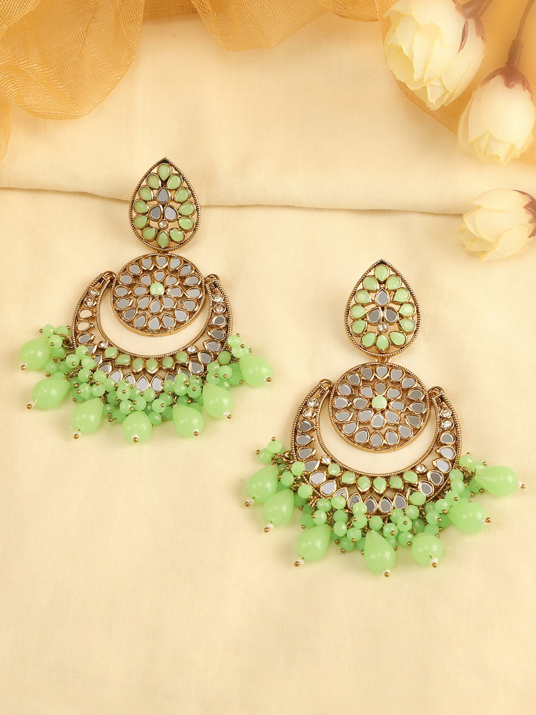 

AccessHer Gold-Plated Circular Chandbalis Earrings