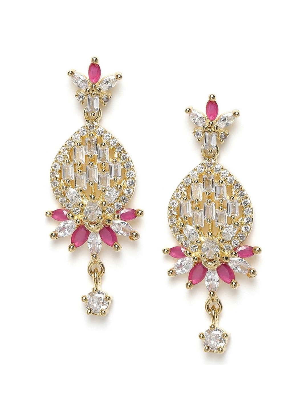 

AccessHer Gold-Plated Contemporary AD Studded Drop Earrings