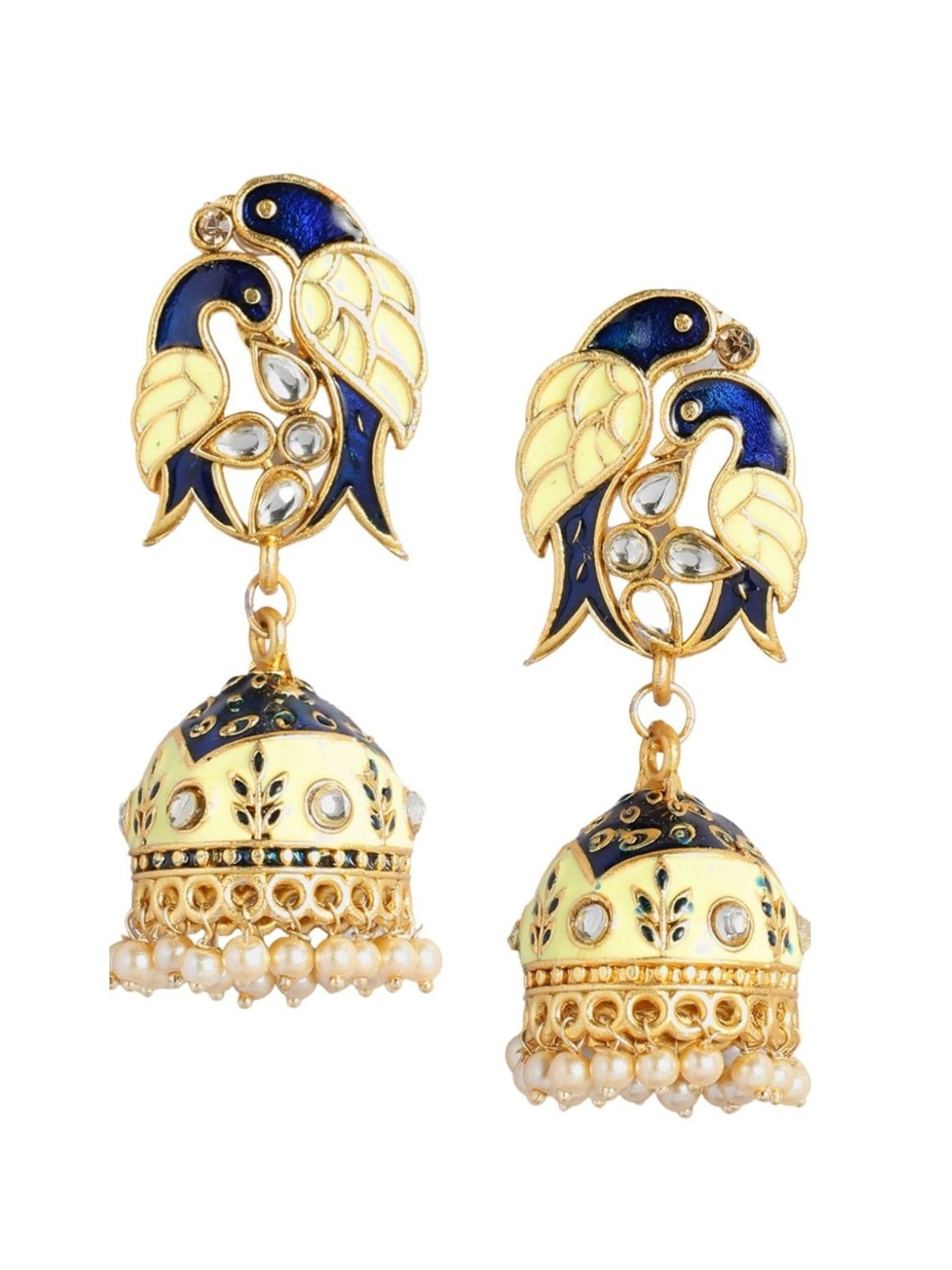 

AccessHer Gold-Plated Contemporary Kundan Enamelled Jhumkas