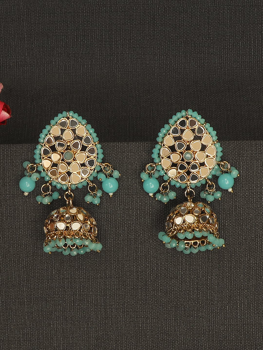 

AccessHer Gold-Plated Teardrop Shaped Jhumkas Earrings