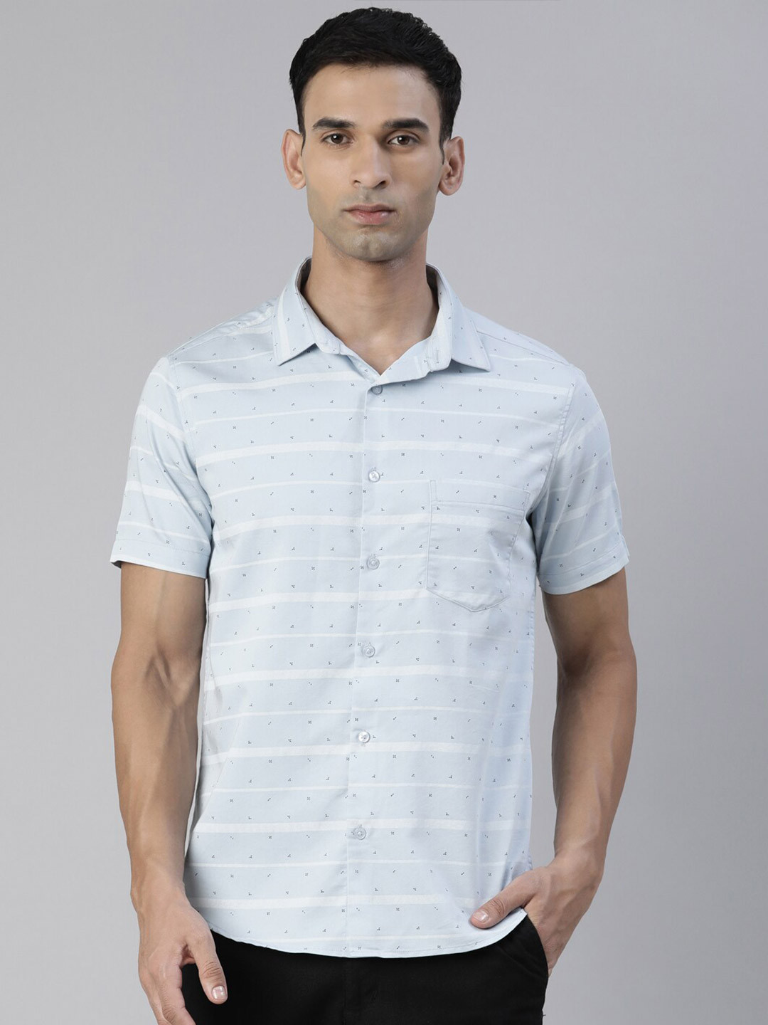 

Bushirt Striped Comfort Fit Pure Cotton Casual Shirt, Blue