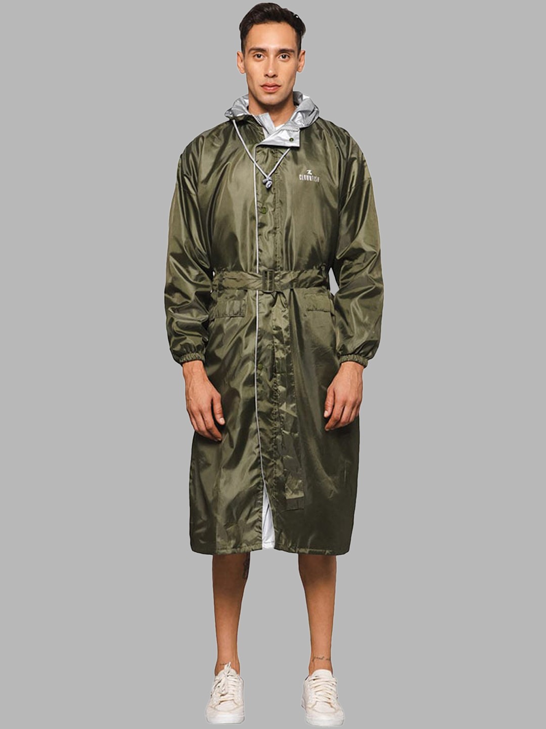 

THE CLOWNFISH Reversible Long Rain Jacket, Green