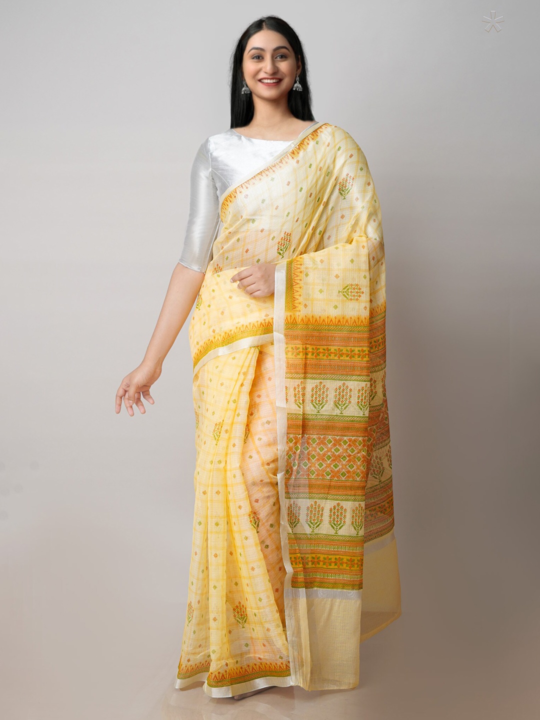 

Unnati Silks Ethnic Motifs Zari Pure Cotton Kota Saree, Yellow