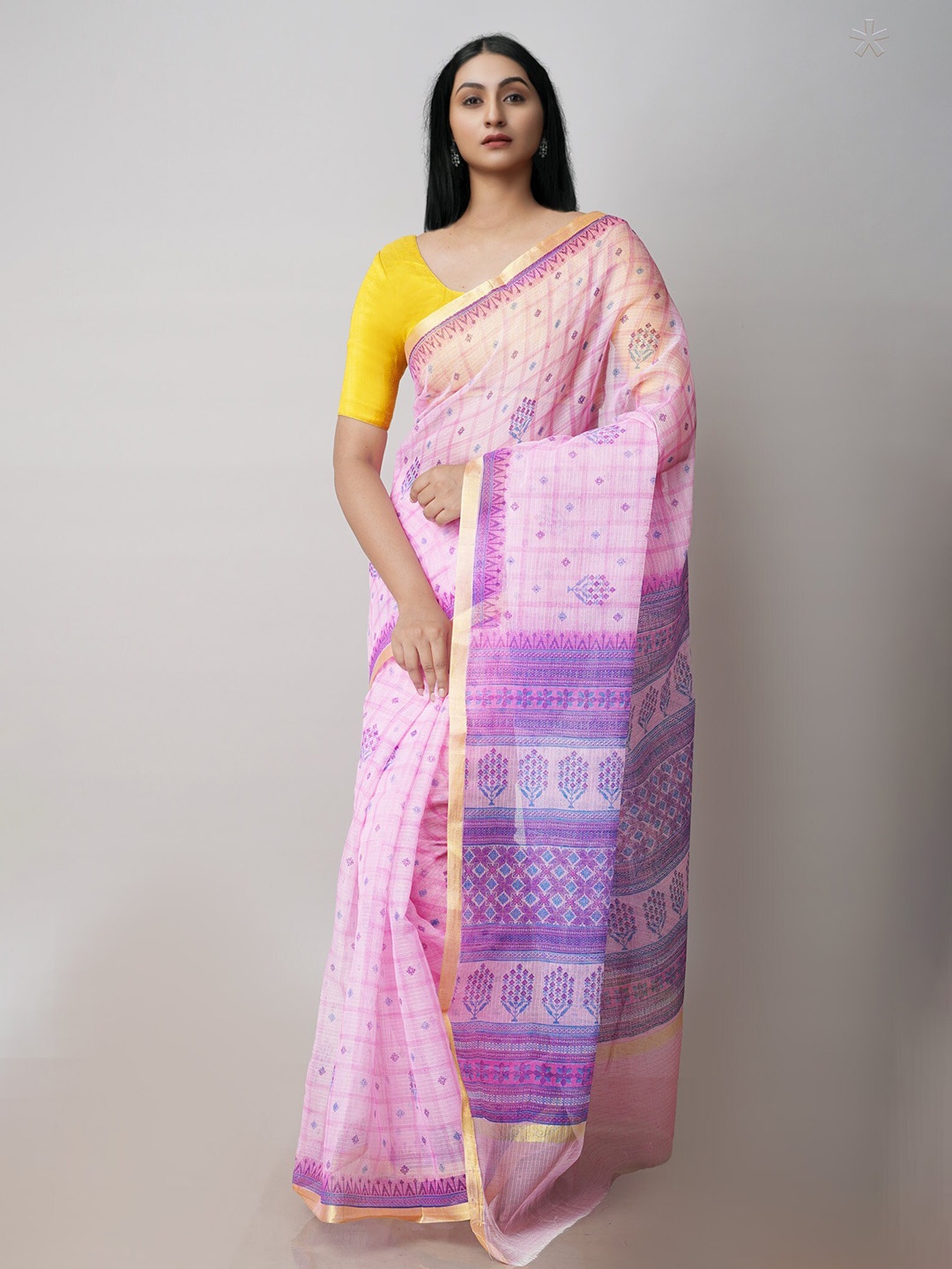 

Unnati Silks Ethnic Motifs Zari Pure Cotton Kota Saree, Pink