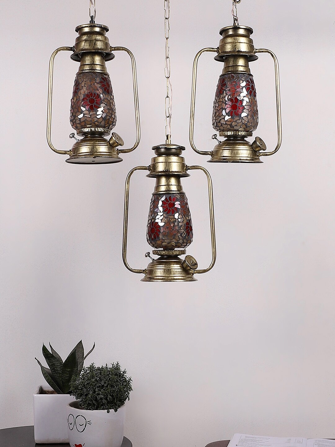 

Devansh Black & Red Antique Glass Lantern Ceiling Lamp