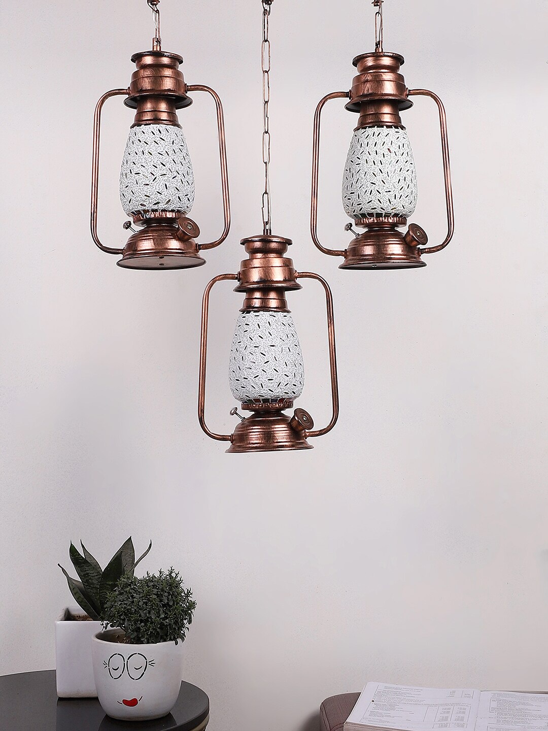 

Devansh White & Red Cluster Mosaic Design Lantern Ceiling Lamp