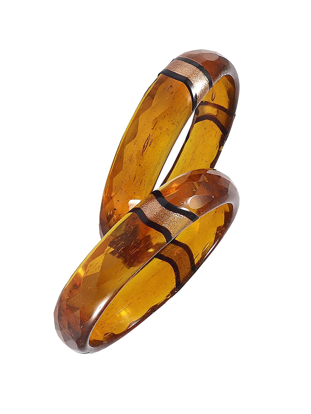 

NMII Set Of 2 Glossy Finish Glass Bangles, Brown