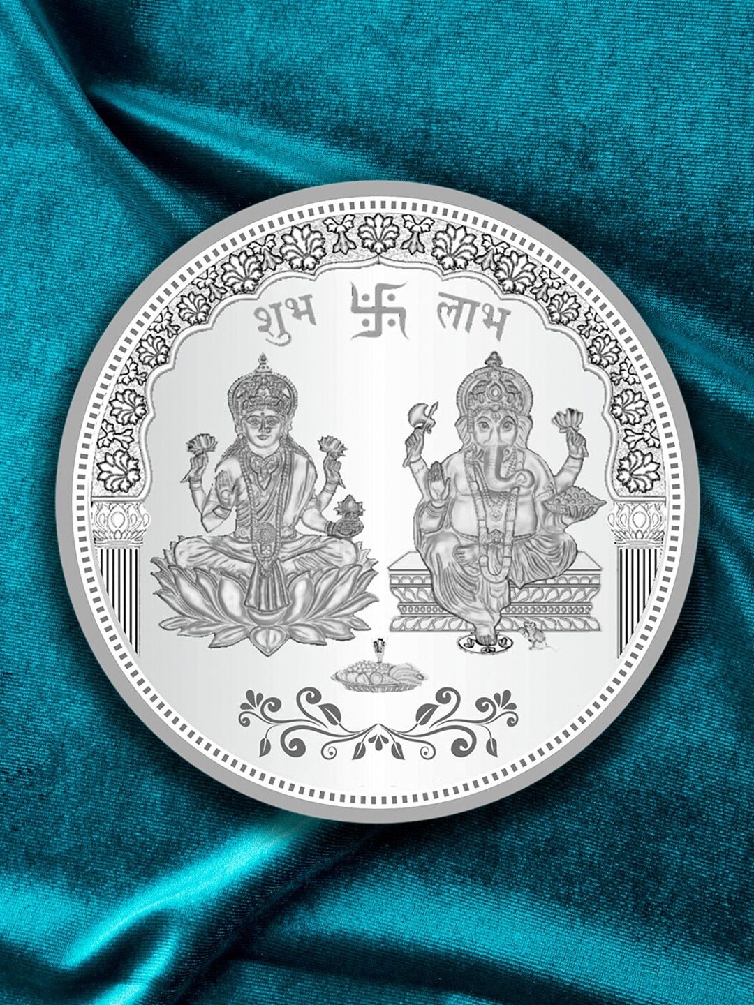 

TEEMOODS Goddess Lakshmi Lord Ganesh Silver Coin-10 gram