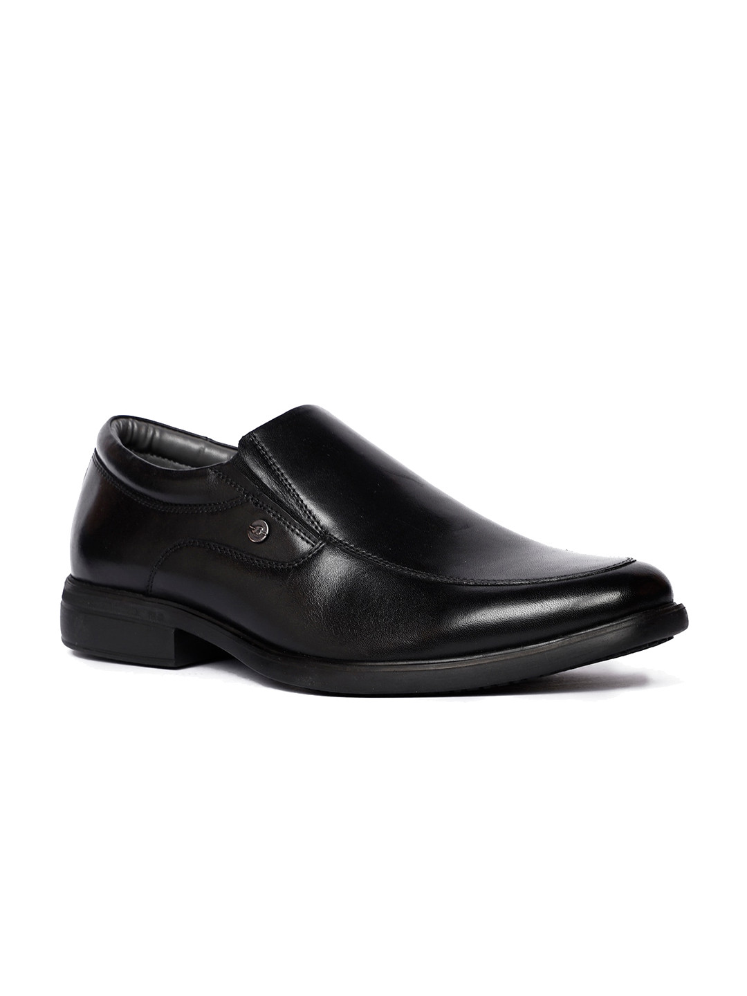

Bata Men Round Toe Leather Formal Slip-On Shoes, Black